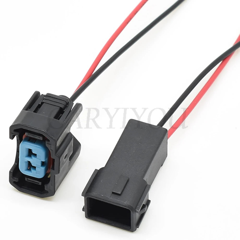 2 Pin automotive fuel injector connector attached to wiring harness for stable and durable electrical connections in Honda vehicles