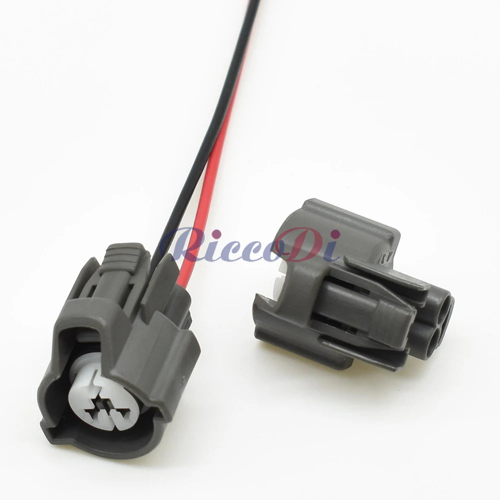 Durable housing detail of 2 pin fuel injector connector for reliable automotive and motorcycle wiring
