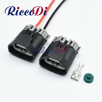 Front view of 2 pin automotive power steering pump and fan electrical connector plug socket for Ford Focus