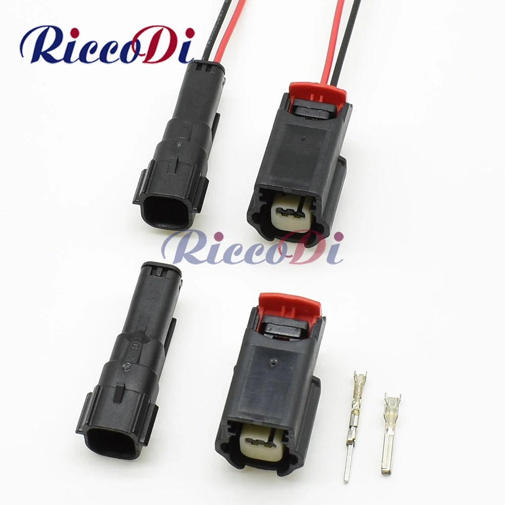 Automotive 2 pin male female plug connector socket for front bumper radar sensor with secure wiring terminals