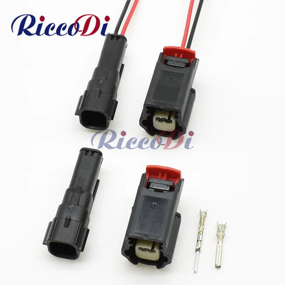 Automotive 2 pin male female plug connector socket for front bumper radar sensor with secure wiring terminals