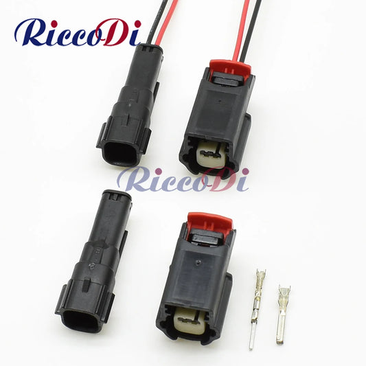Automotive 2 pin male female plug connector socket for front bumper radar sensor with secure wiring terminals