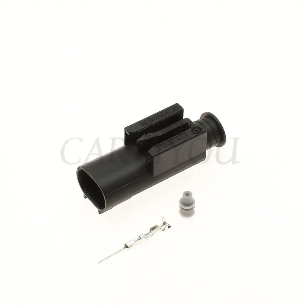 Detailed view of female 2-pin sensor connector DJ7023YA-0.6-11 1-967570-3 showing waterproof sealing and pin alignment