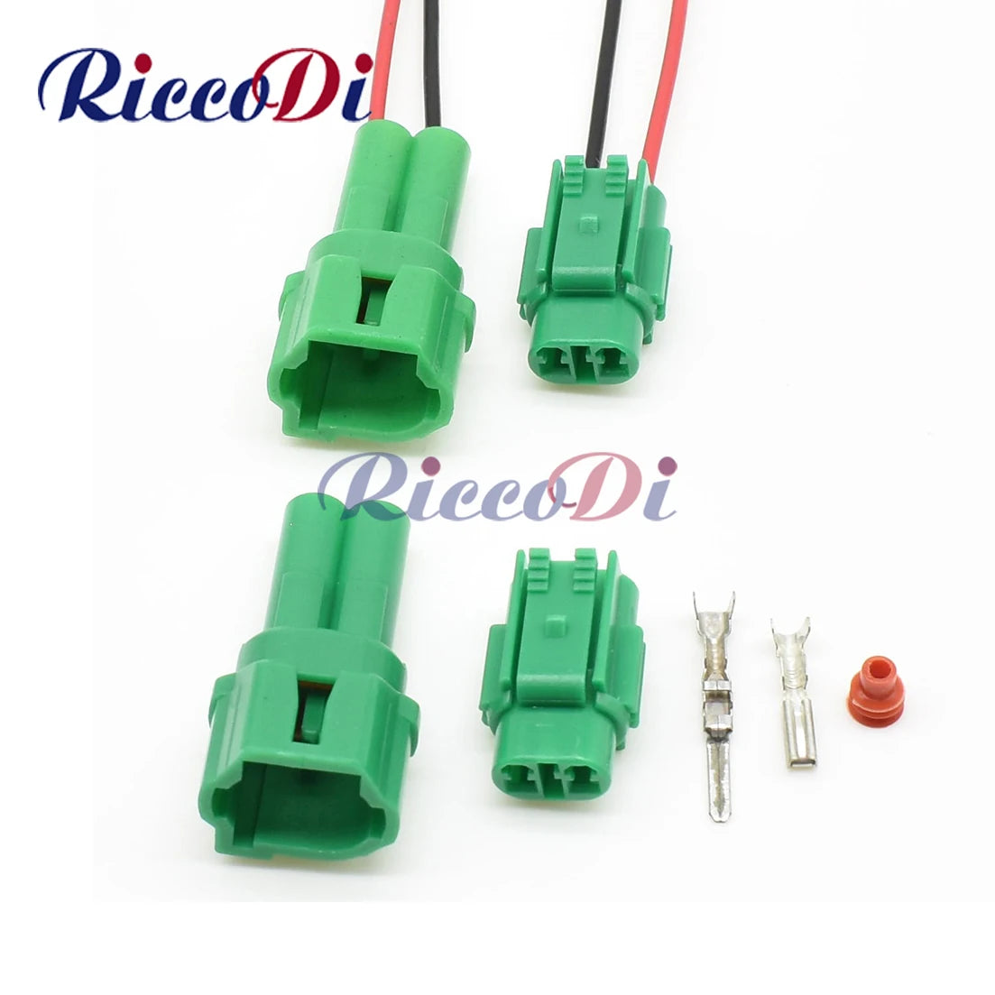 Front view of 2 pin male female automotive tail light and fog lamp connector for car wiring