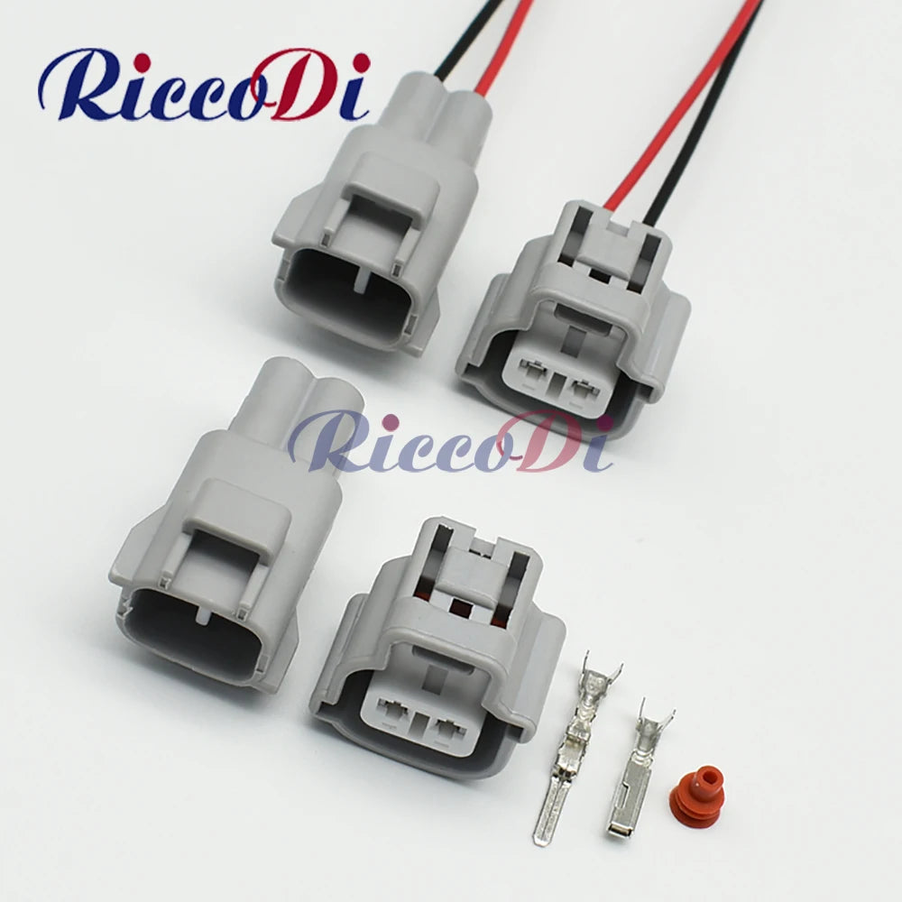 Front view of 2 pin waterproof automotive wiring harness connector for turn signal
