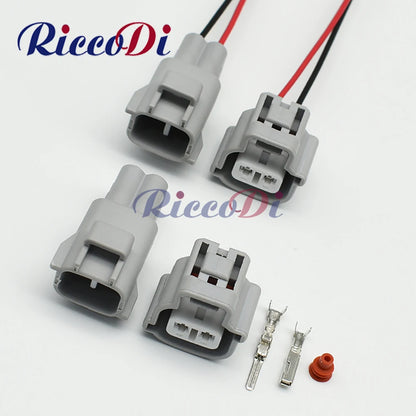 Front view of 2 pin waterproof automotive wiring harness connector for turn signal