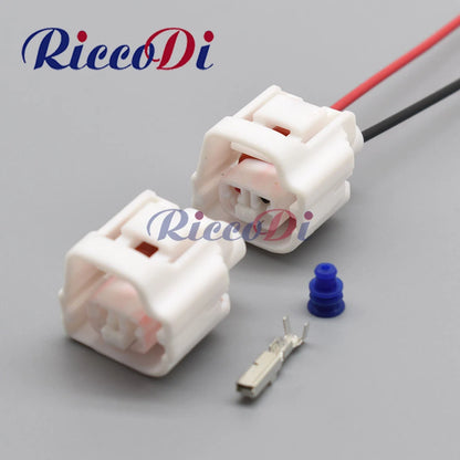 2-pin white automotive waterproof wire harness connector for secure AC assembly connections
