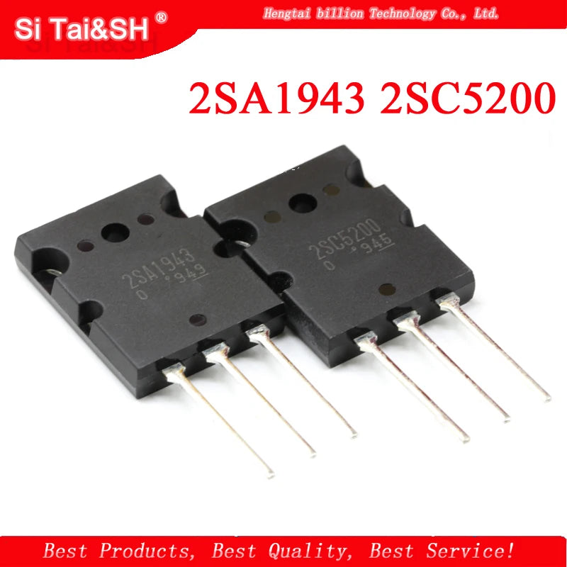 2SA1943 and 2SC5200 TO-3P transistor pair for tube amplifier DIY and high-power audio applications