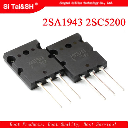 2SA1943 and 2SC5200 TO-3P transistor pair for tube amplifier DIY and high-power audio applications