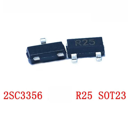 2SC3356 R25 NPN transistor in SOT-23 package, high-performance SMD amplifier chip for electronics circuits and DIY projects