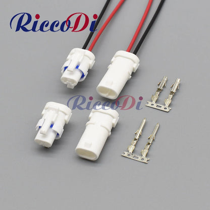2-way automotive male female connector plug showing complete male and female ends for car wiring