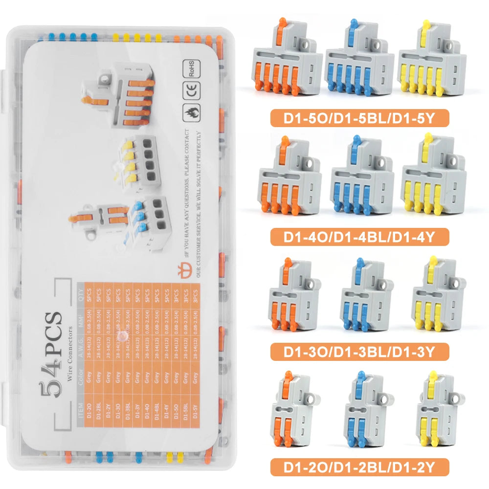 3/4/5/6 pin 1 in multiple out quick wire connectors compact cable splitter push-in electrical lever terminal block