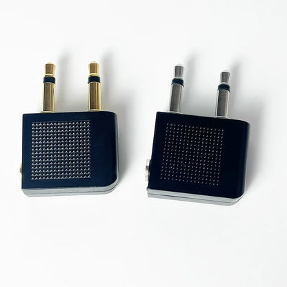 Professional dual 3.5mm mono male to 3.5mm stereo female aviation audio adapter, compatible with headphones and audio devices