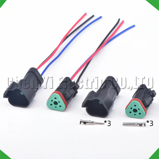 3 pin DT series waterproof connector plug socket for Deutsch engineering vehicle