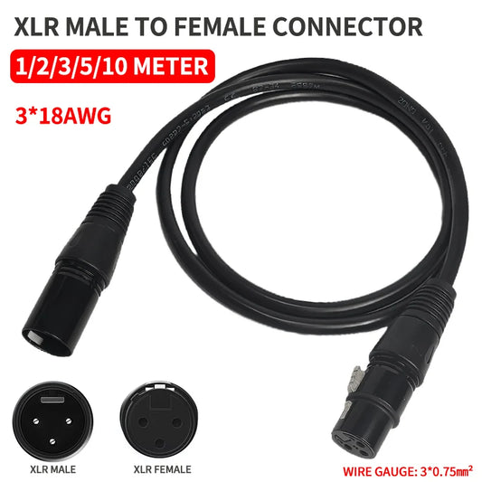 3 pin XLR male to female microphone cable 3x18AWG balanced DMX audio cord for stage light mixer speaker amplifier