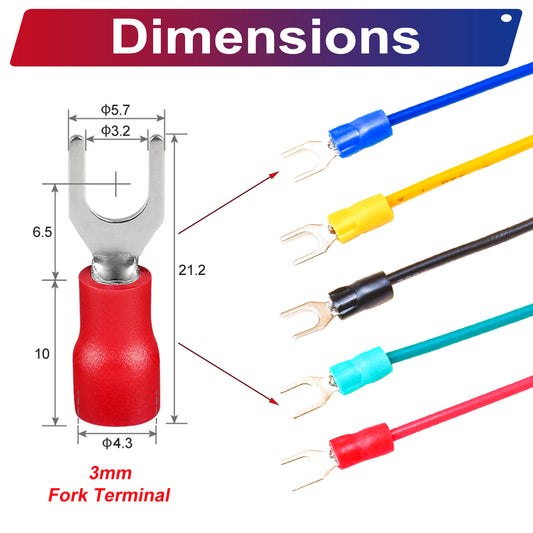 SV1.25-3mm Single-Headed Spade Terminal Insulated Cable 18AWG