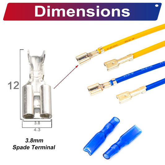 3.8mm both sided  Spade Cable Red High-Quality White Terminal