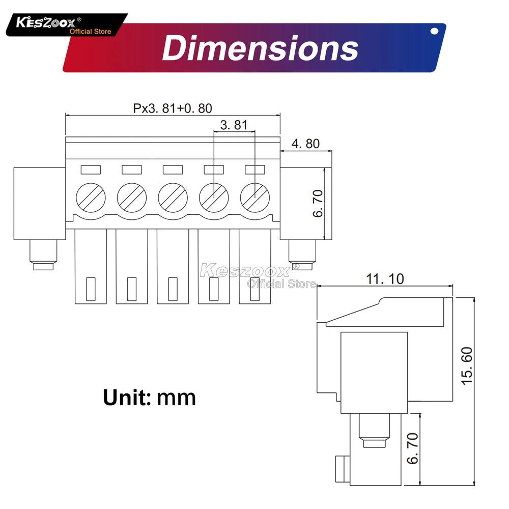 3.81mm 6 Pin Phoenix Type Connector Green-4
