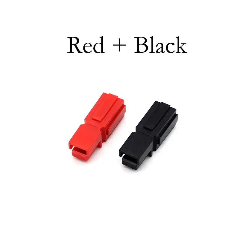 Red and black 30A single pole power connection plug for battery quick connect applications