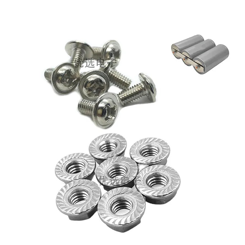 32650 battery screw nuts M4*5 nickel-plated no-weld mounting nut screws with pad for DIY LiFePO4 battery