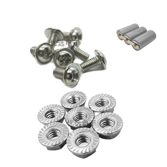 32650 battery screw nuts M4*5 nickel-plated no-weld mounting nut screws with pad for DIY LiFePO4 battery