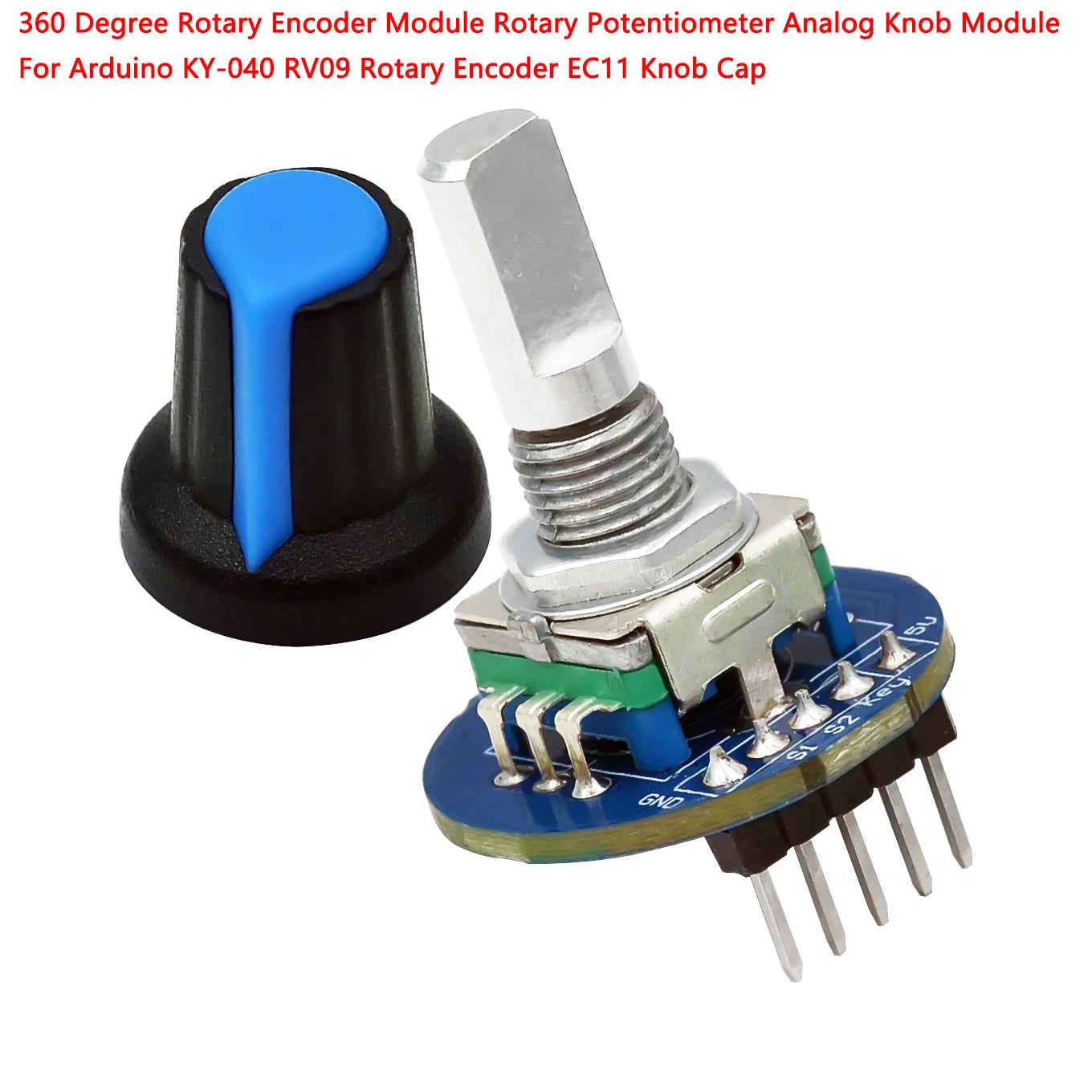 360 degree rotary encoder module with knob for Arduino projects, compatible with KY-040, EC11, and RV09 for analog input and control