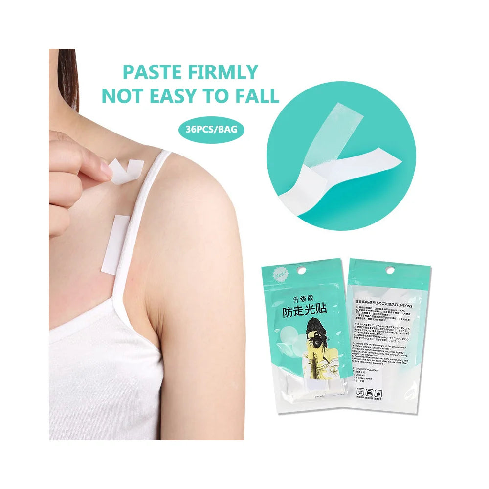 36Pcs anti-exposure clear double-sided tape stickers for dress, body, and skin protection
