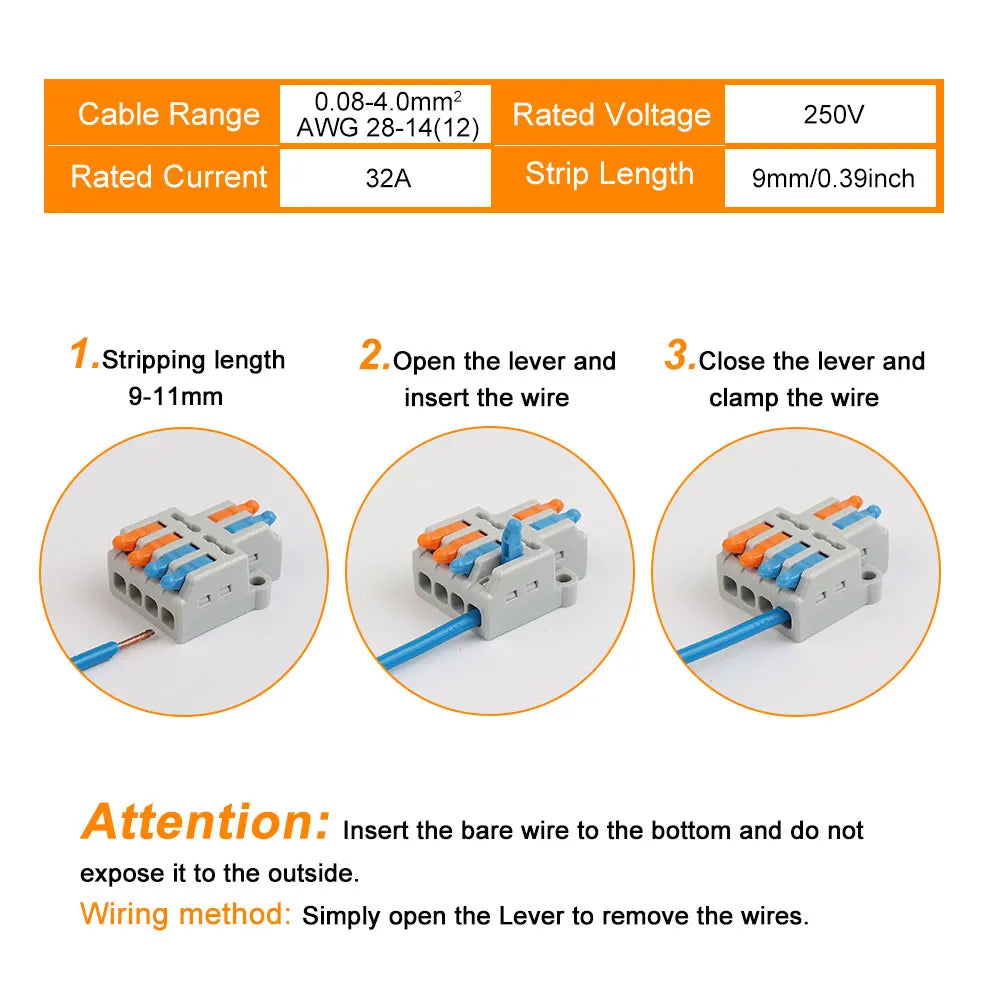 Set of 10PCS 3 in 9 out connector wiring terminals, one in multiple out splitter for electrical junctions