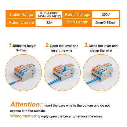 Set of 10PCS 3 in 9 out connector wiring terminals, one in multiple out splitter for electrical junctions
