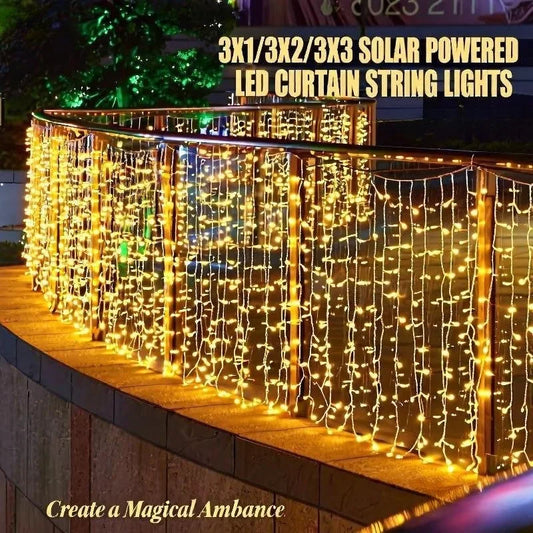 3M solar LED curtain string lights for garden decoration