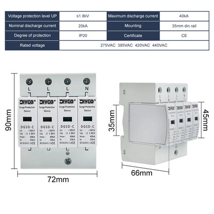 3P+N AC SPD lightning surge protector for home