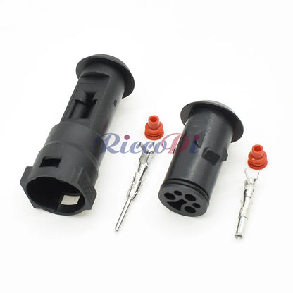 Close-up of 3-Pin 1.5mm TE Tyco terminals in waterproof automotive connector