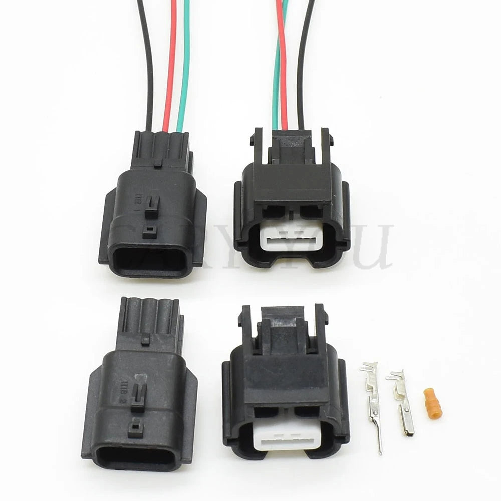 Detailed view of plastic housing and wiring of 3-Pin sealed ABS sensor waterproof wire connector 7283-8852-30 7282-8852-30