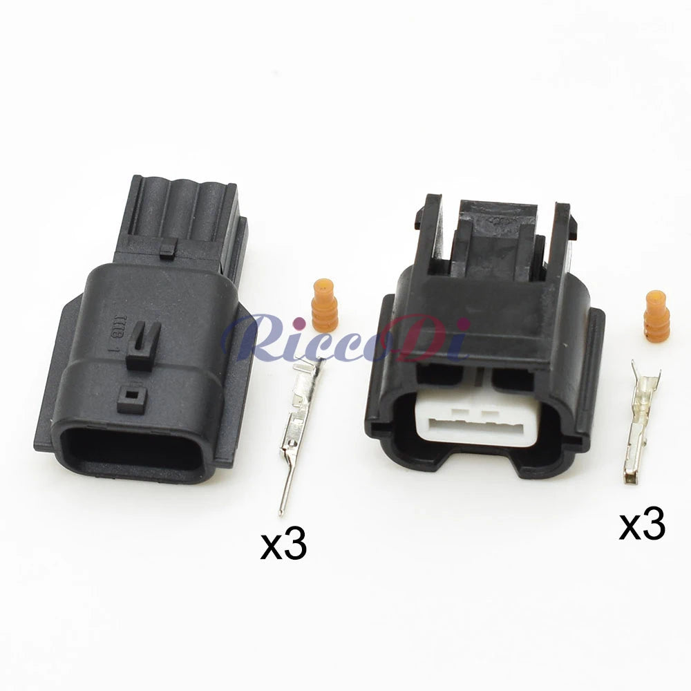 Close-up of 3-Pin terminals in sealed ABS sensor waterproof wire connector 7283-8852-30 7282-8852-30