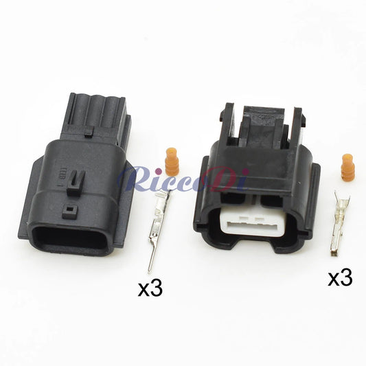 Close-up of 3-Pin terminals in sealed ABS sensor waterproof wire connector 7283-8852-30 7282-8852-30