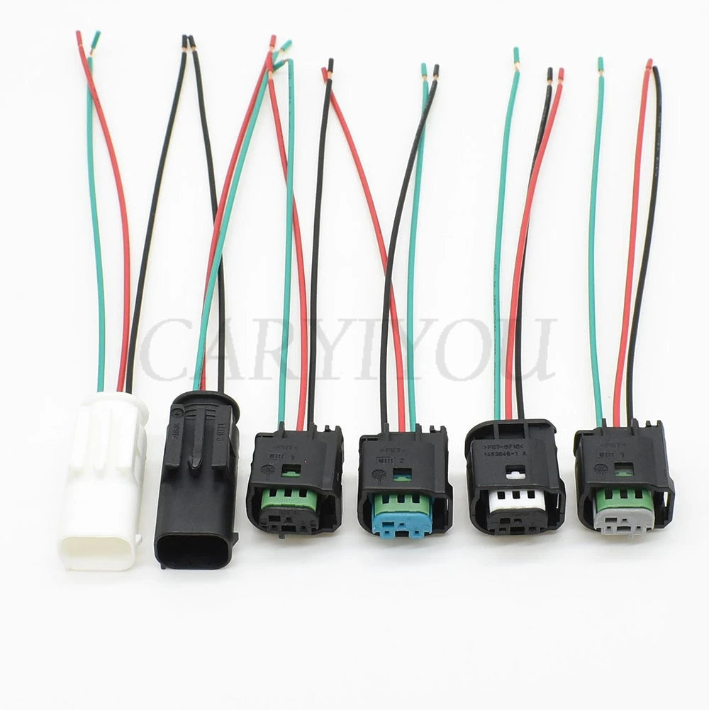 Close-up of 3-pin terminals in AutoRadar sensor accelerator pedal connector for secure electrical connection