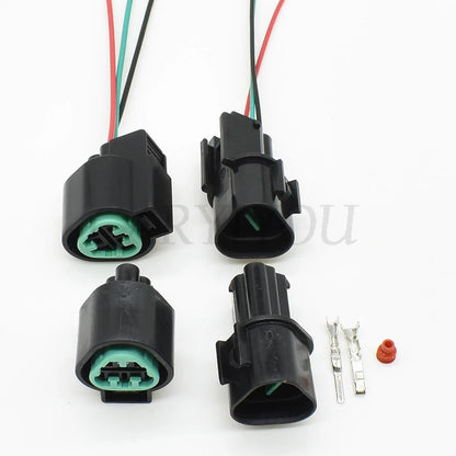 Rear view of 3-pin automotive headlight socket PB625-03027 PB621-03020 highlighting wire insertion points