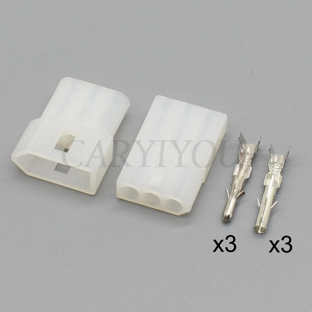 3 pin automotive connector plug socket installed on motorcycle wiring harness application