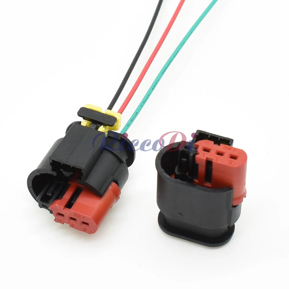 Detailed view of sealing structure on 3-Pin automotive fuel injector and ignition coil wire connector