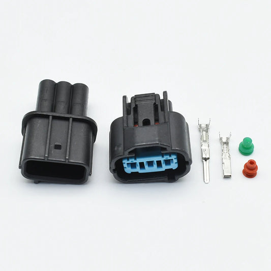 Close-up of female and male terminals in 3-pin automotive VSS connector for K-Series cars