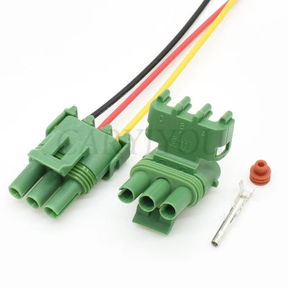 3-Pin Delphi 2.5 Series automotive wiring harness connector installed in vehicle showing secure connection