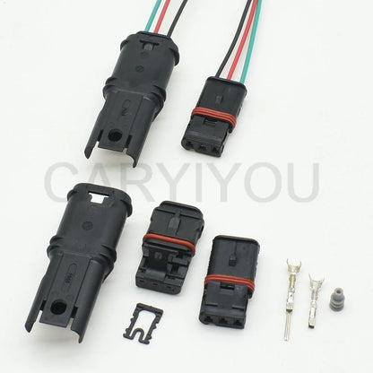 Rear view of 3-pin automotive door handle connector showing wire harness connection points for vehicle turn signal wiring