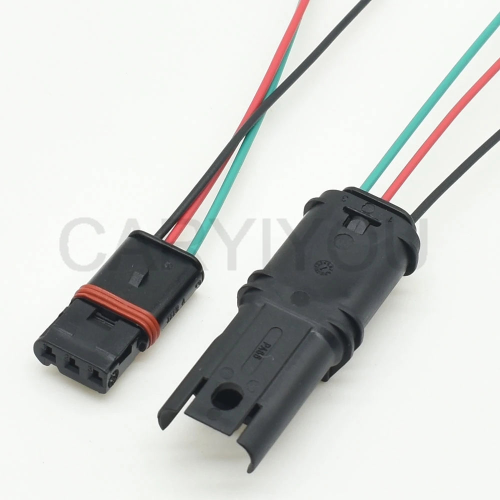 3-pin automotive door handle connector installed in vehicle wiring harness for turn signal and door handle sensor