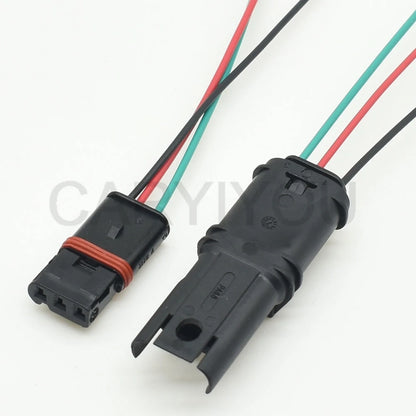3-pin automotive door handle connector installed in vehicle wiring harness for turn signal and door handle sensor