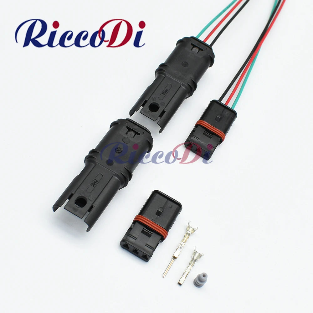 3-pin automotive door handle connector 872-405-501 / 872-837-506 full view showing male and female plug for car wiring