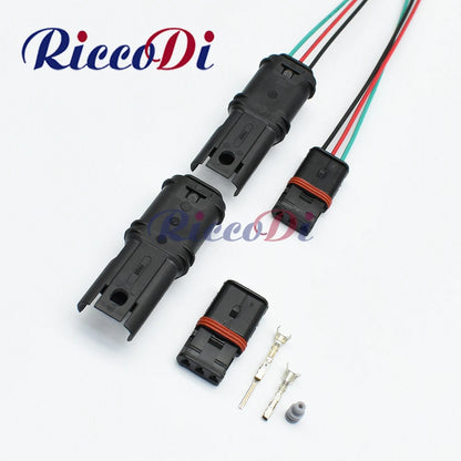 3-pin automotive door handle connector 872-405-501 / 872-837-506 full view showing male and female plug for car wiring