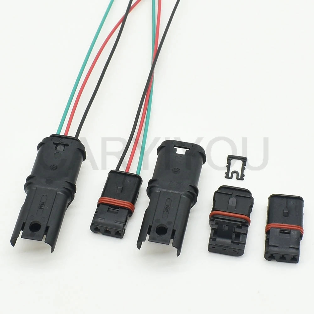 Sealed design of 3-pin automotive door handle connector ensures reliable waterproof connection for car electronics