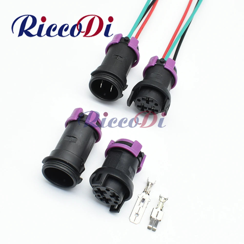 3-Pin circular waterproof fog lamp socket plug showing male and female TE connector