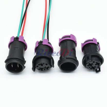 3-Pin circular waterproof fog lamp connector installed in vehicle demonstrating proper connection