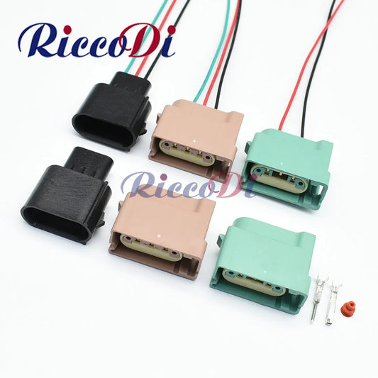 3-pin automotive connector pigtail harness plug for Ford headlight, turn signal, and taillight wiring